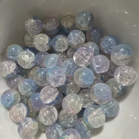 10mm Glass Beads – Multi Tone Crackle Blue Pink Yellow