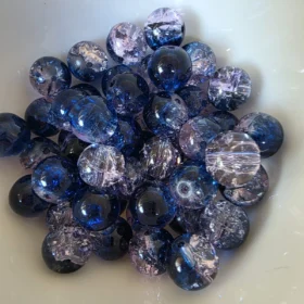 10mm Glass Beads – Multi Tone Crackle Dark Blue Pink