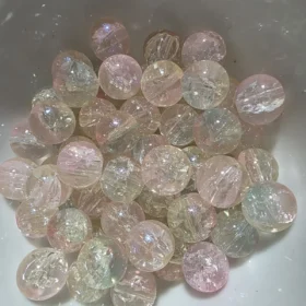 10mm Glass Beads – Multi Tone Crackle Pink Green