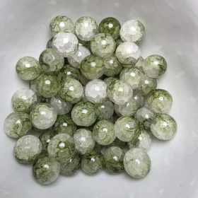 10mm Glass Beads – Crackle Dark Green