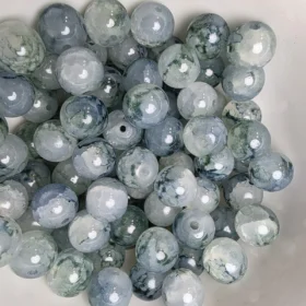 10mm Glass Beads – Crackle Dark Green