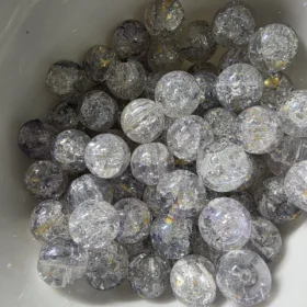 10mm Glass Beads – Multi Tone Crackle Grey