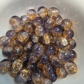 10mm Glass Beads – Multi Tone Crackle Grey Yellow