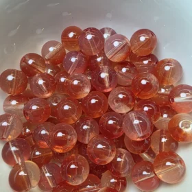 10mm Glass Beads – Clear Orange-Red