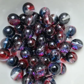 10mm Glass Beads – Clear Blue Red With Galaxy