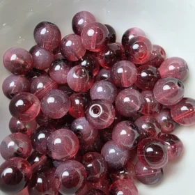 10mm Glass Beads – Clear Dark Red