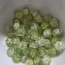 10mm Glass Beads – Multi Tone Crackle Green Yellow