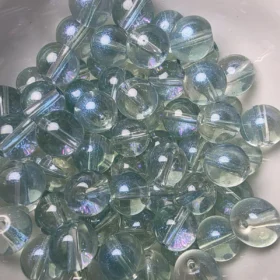 10mm Glass Beads – Clear Sky Blue With Galaxy