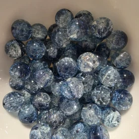 10mm Glass Beads – Multi Tone Crackle Dark Blue