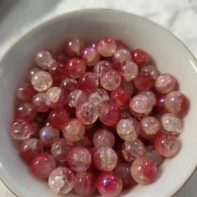 10mm Glass Beads – Crackle Brick Red