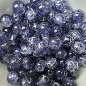 10mm Glass Beads – Crackle Dark Purple