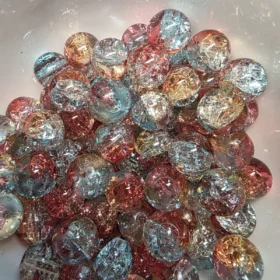 10mm Glass Beads – Multi Tone Crackle Red Blue Yellow