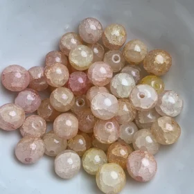 10mm Glass Beads – Crackle Orange Pink Mix