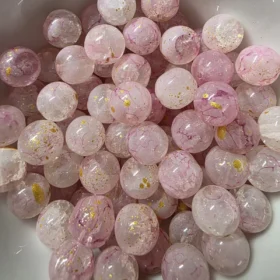 10mm Glass Beads – Crackle Pink