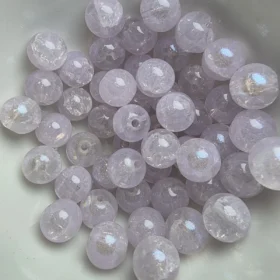 10mm Glass Beads – Crackle Taro Purple