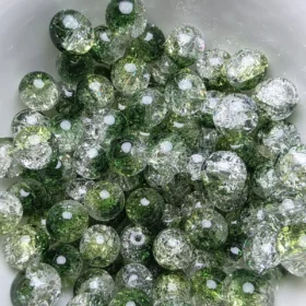 10mm Glass Beads – Crackle White Green