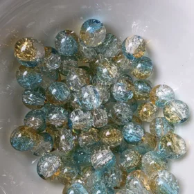 10mm Glass Beads – Crackle Yellow Blue White