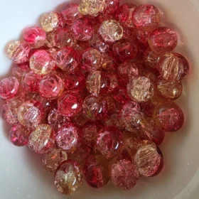 10mm Glass Beads – Multi Tone Crackle Pink Yellow