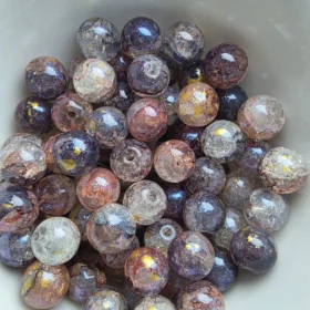 10mm Glass Beads – Multi Tone Crackle Black Brown