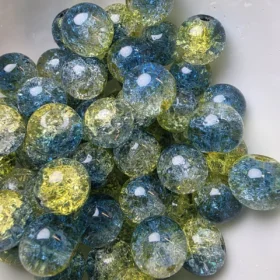 10mm Glass Beads – Multi Tone Crackle Blue Green