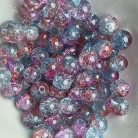 10mm Glass Beads – Multi Tone Crackle Blue Orange Purple