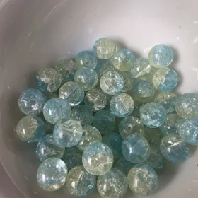 10mm Glass Beads – Multi Tone Crackle Blue Yellow