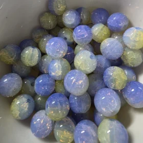 10mm Glass Beads – Multi Tone Crackle Blue Yellow