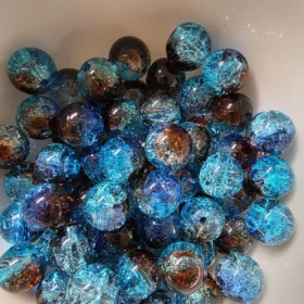10mm Glass Beads – Multi Tone Crackle Brown Deep Blue