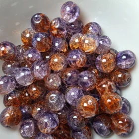 10mm Glass Beads – Multi Tone Crackle Dark Brown Purple