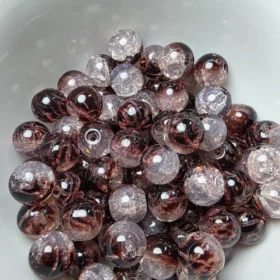 10mm Glass Beads – Multi Tone Crackle Dark Brown White