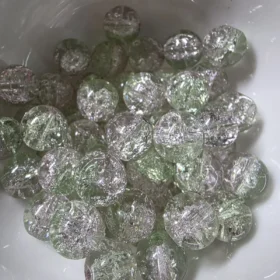 10mm Glass Beads – Multi Tone Crackle Green Pink