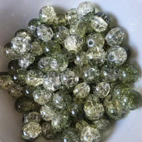 10mm Glass Beads – Multi Tone Crackle Green Yellow