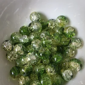 10mm Glass Beads – Multi Tone Crackle Green Yellow