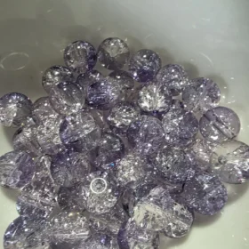 10mm Glass Beads – Multi Tone Crackle Light Purple