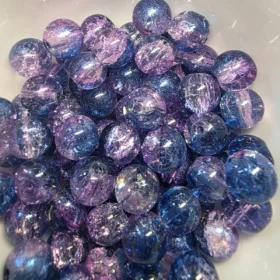 10mm Glass Beads – Multi Tone Crackle Blue Purple