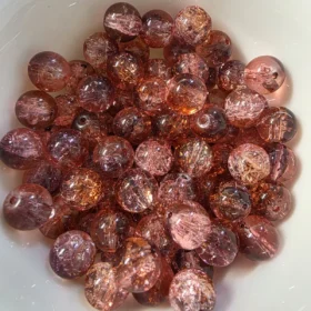 10mm Glass Beads – Multi Tone Crackle Orange Purple Pink