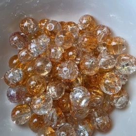 10mm Glass Beads – Multi Tone Crackle Orange White