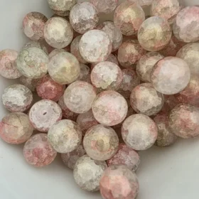 10mm Glass Beads – Multi Tone Crackle Pink
