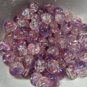 10mm Glass Beads – Multi Tone Crackle Pink Purple