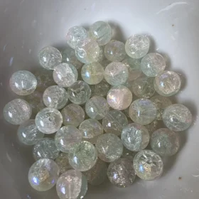 10mm Glass Beads – Multi Tone Crackle Pink Yellow Green