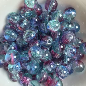 10mm Glass Beads – Multi Tone Crackle Red Blue