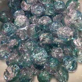 10mm Glass Beads – Multi Tone Crackle Turquoise Green