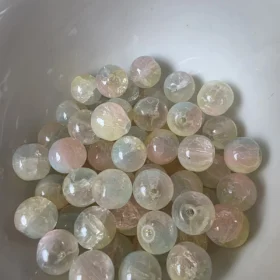 10mm Glass Beads – Multi Tone Crackle Yellow Pink Blue