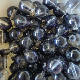 10mm Glass Beads – Clear Black With Galaxy