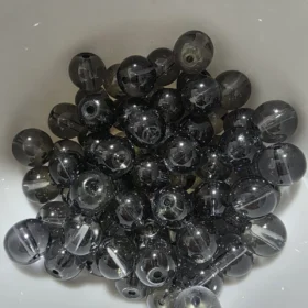 10mm Glass Beads – Clear Dark Grey