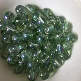 10mm Glass Beads – Clear Green With Galaxy