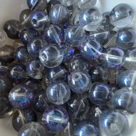 10mm Glass Beads – Clear Grey With Galaxy