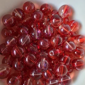 10mm Glass Beads – Clear Red With Galaxy