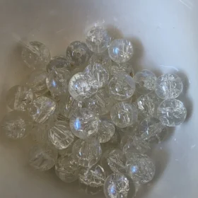 10mm Glass Beads – Crackle White With Blue Light