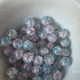 10mm Glass Beads – Crackle Blue Pink